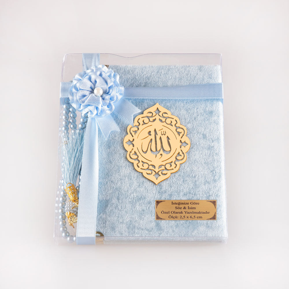 10 ADET Yasin-i Şerif Bebe Mavi (Yasin+Tesbih+Asetat Kutu)