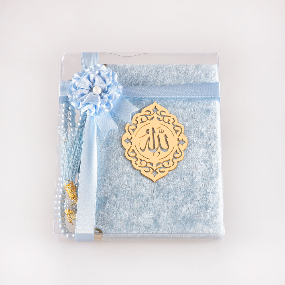 10 ADET Yasin-i Şerif Bebe Mavi (Yasin+Tesbih+Asetat Kutu)