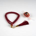 10 Adet Taşlı Zikirmatik+ Tesbih Hediye Seti (Bordo)