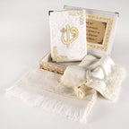 Kadife Kutulu Kur’an-ı Kerim + Seccade + Namaz Örtüsü + Tespih ) Beyaz