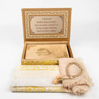 (Kadife Kutulu Kur’an-ı Kerim + Seccade + Namaz Örtüsü + Tespih + Ayraç) Gold