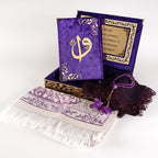 (Kadife Kutulu Kur’an-ı Kerim + Seccade + Namaz Örtüsü + Tespih + Ayraç) Mor