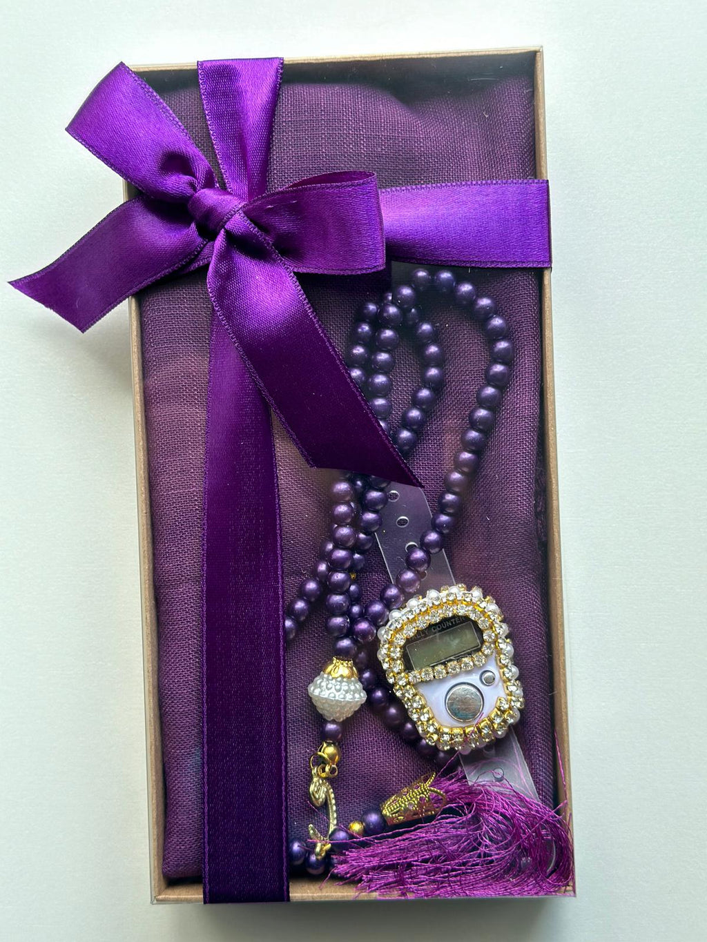 10 Adet Namaz Örtüsü (Şal) + Tesbih Hediye Seti (Mor)