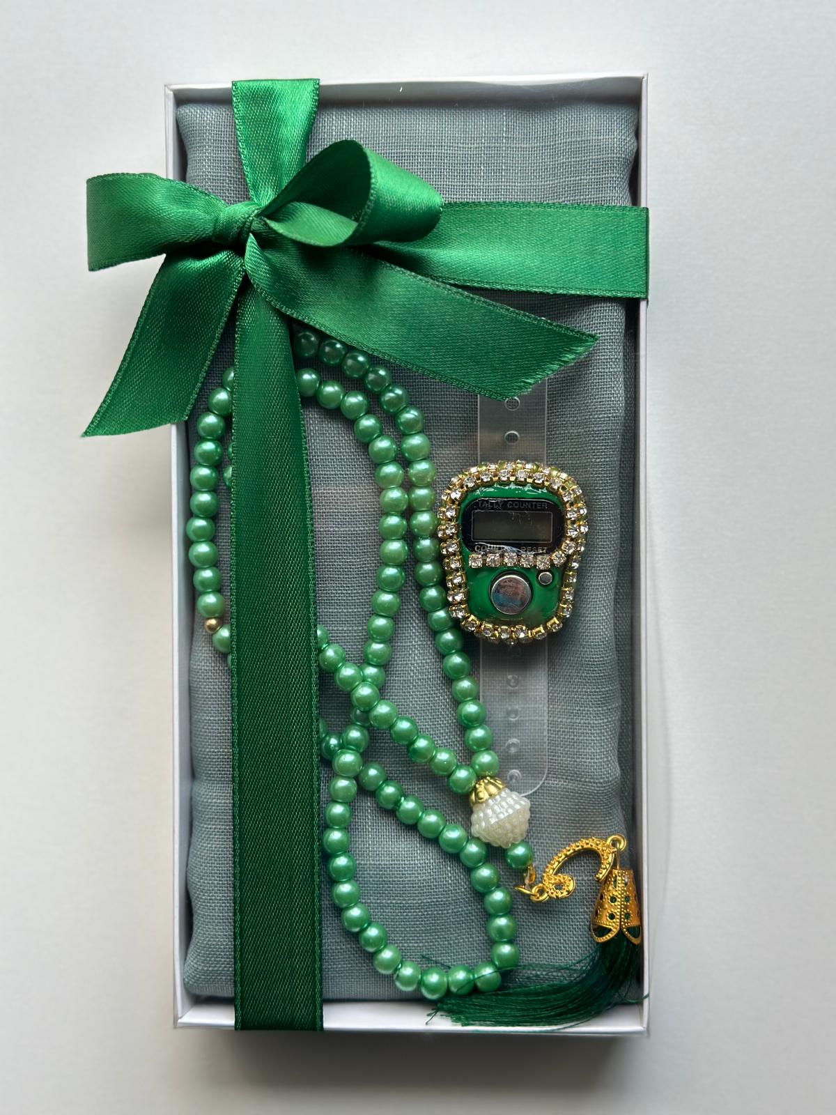 10 Adet Namaz Örtüsü (Şal) + Tesbih Hediye Seti Yeşil