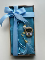 10 Adet Namaz Örtüsü (Şal) + Tesbih Hediye Seti Bebe Mavi