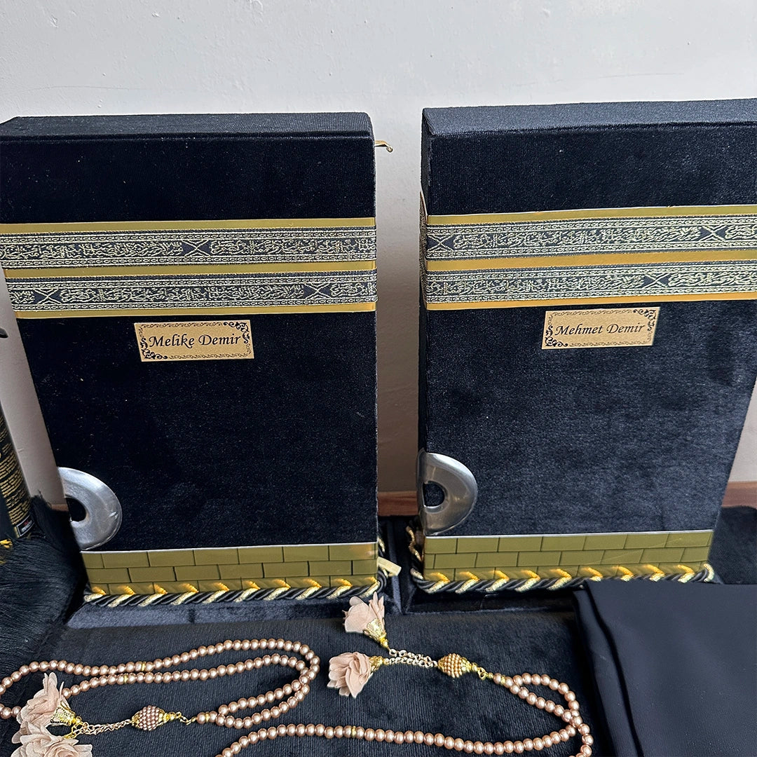 Anne Babaya Özel Kabe Motifli Kur'an Seti Büyük Boy