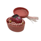 Kadife Kutulu Zikirmatik İnci Tespih Seti (Pembe)