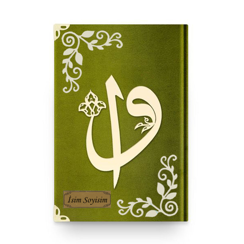 Kadife Ciltli Yeşil Elif Vavlı Kur’an-ı Kerim