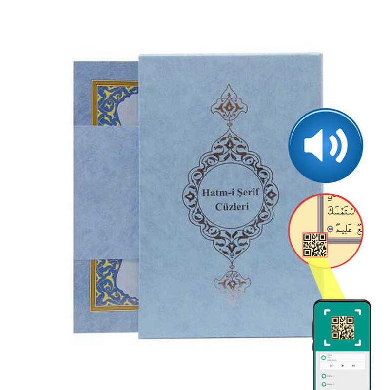 (Rahle Boy) 30 Cüz Kur’an-ı Kerim (Mavi, Karton Kapak, Kutulu)