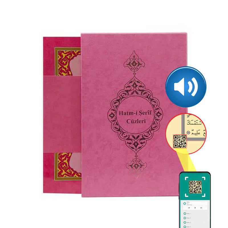 (Orta Boy) 30 Cüz Kur’an-ı Kerim (Pembe, Karton Kapak, Kutulu)