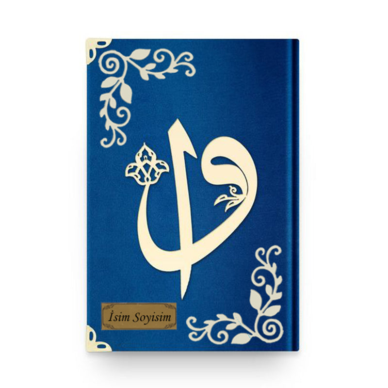 Kadife Ciltli Lacivert Elif Vavlı Kur’an-ı Kerim
