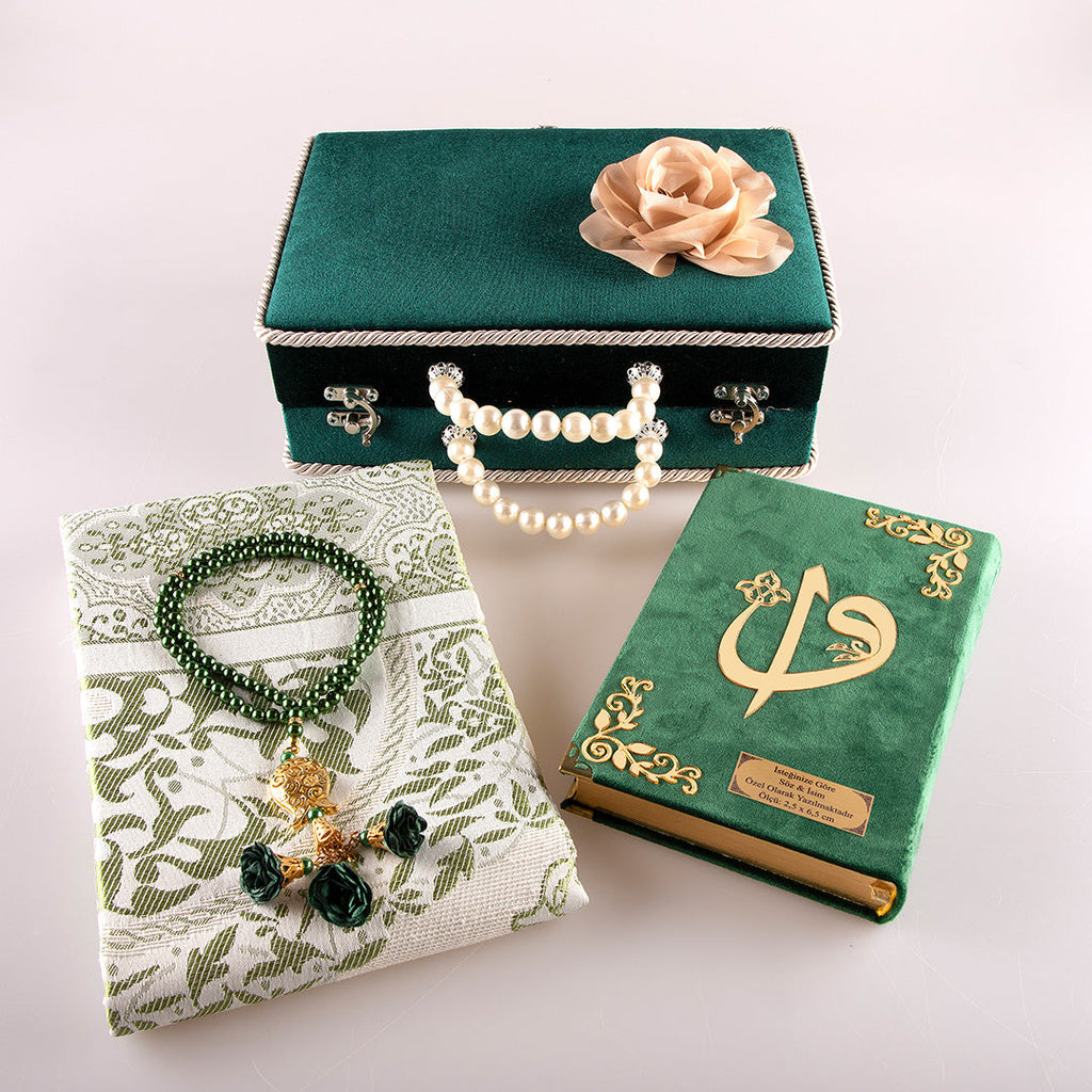 Çeyiz Seti (Kur’an + Seccade + Tespih) Koyu Yeşil