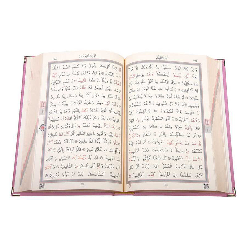 Kadife Ciltli Pudra Pembe Elif Vavlı Kur’an-ı Kerim