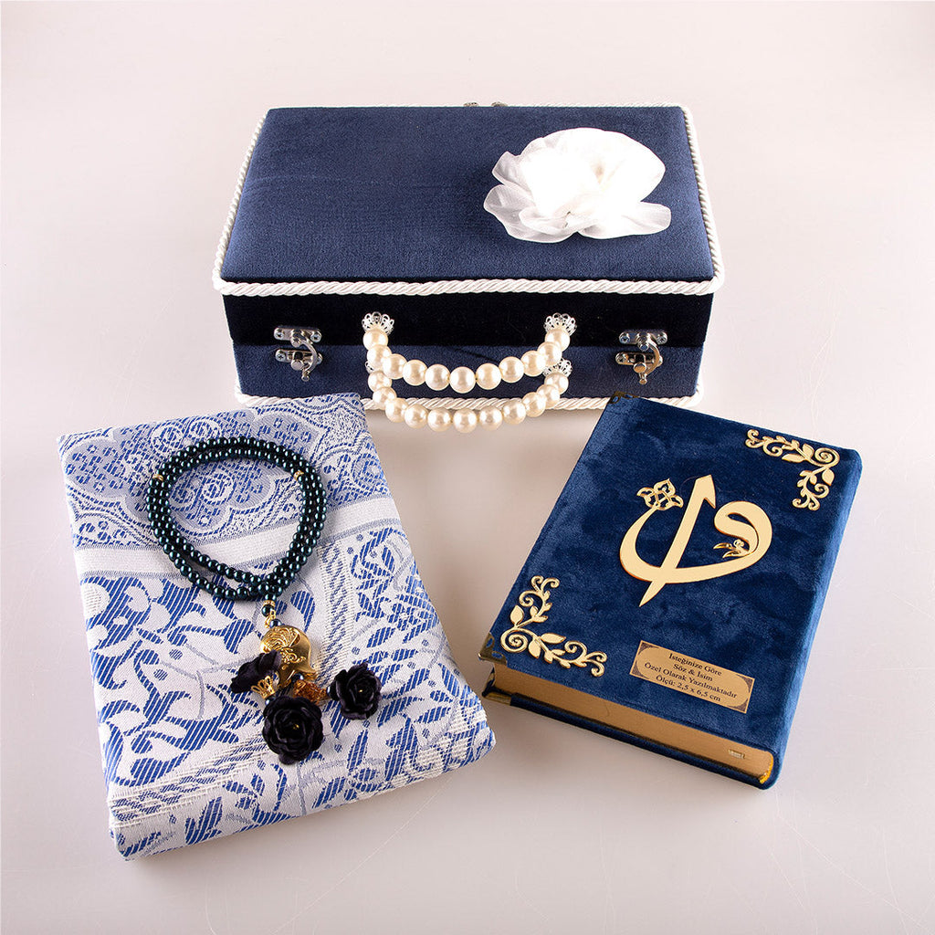 Çeyiz Seti (Kur’an + Seccade + Tespih) Lacivert