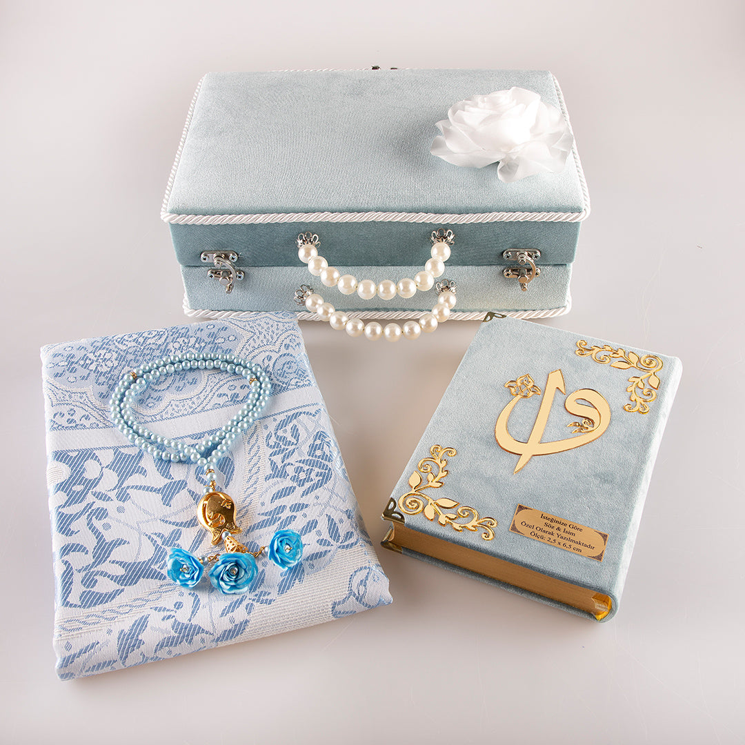 Çeyiz Seti (Kur’an + Seccade + Tespih) Bebe Mavi