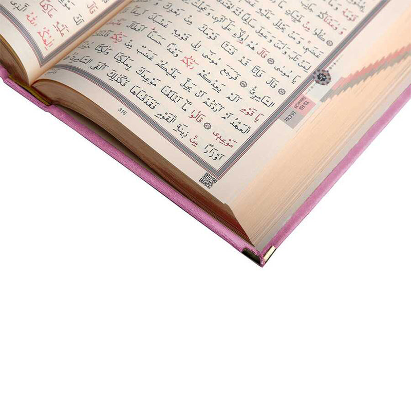 Kadife Ciltli Pudra Pembe Elif Vavlı Kur’an-ı Kerim