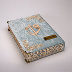 Kadife Ciltli Bebe Mavi Gold Süsleme Elif Vavlı Kur’an-ı Kerim