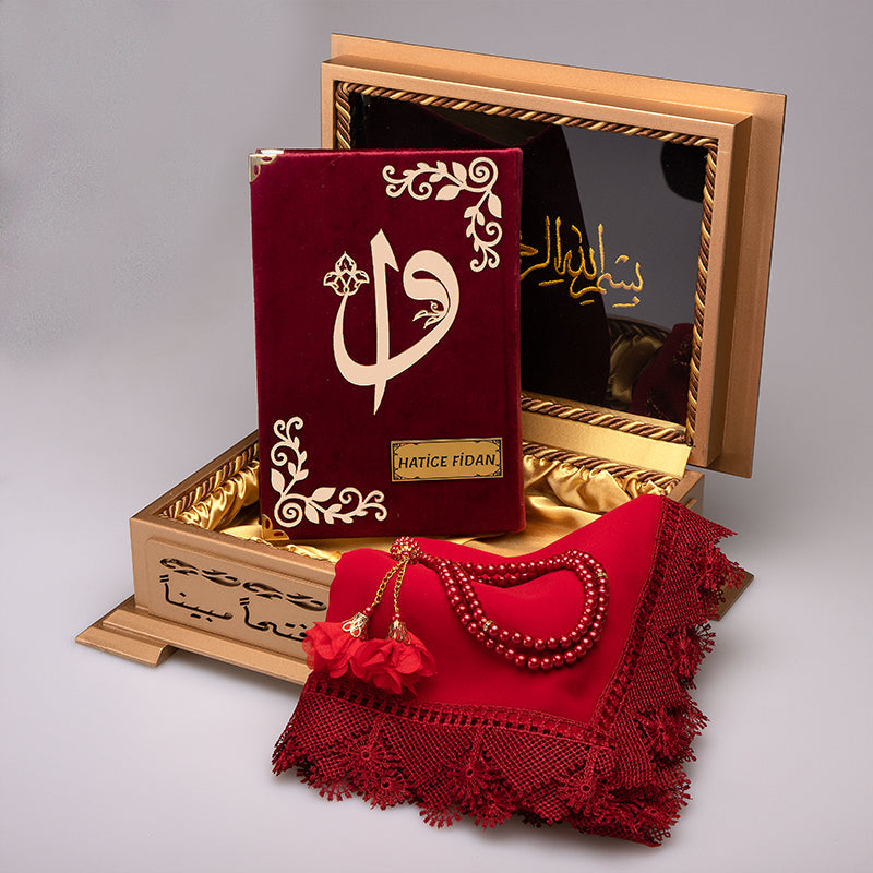 Ahşap Sandıklı Bordo Kur’an-ı Kerim Seti