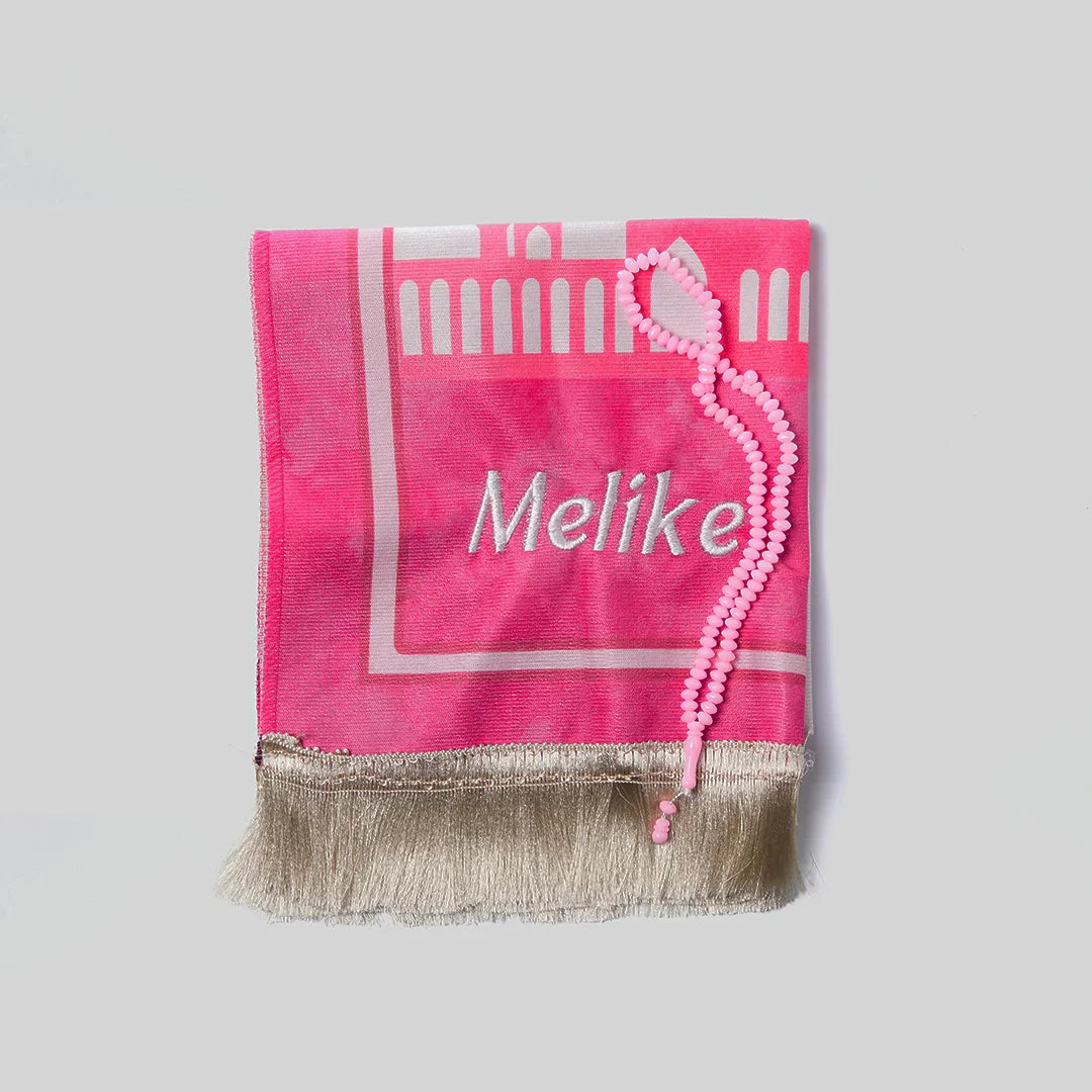 İsme Özel Kız Silindir Kutu Çocuk Namaz Seti