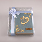 Asetat Kutulu Gökyüzü Mavi Kadife Kuran-ı Kerim Seti