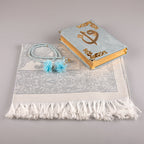 Asetat Kutulu Gökyüzü Mavi Kadife Kuran-ı Kerim Seti