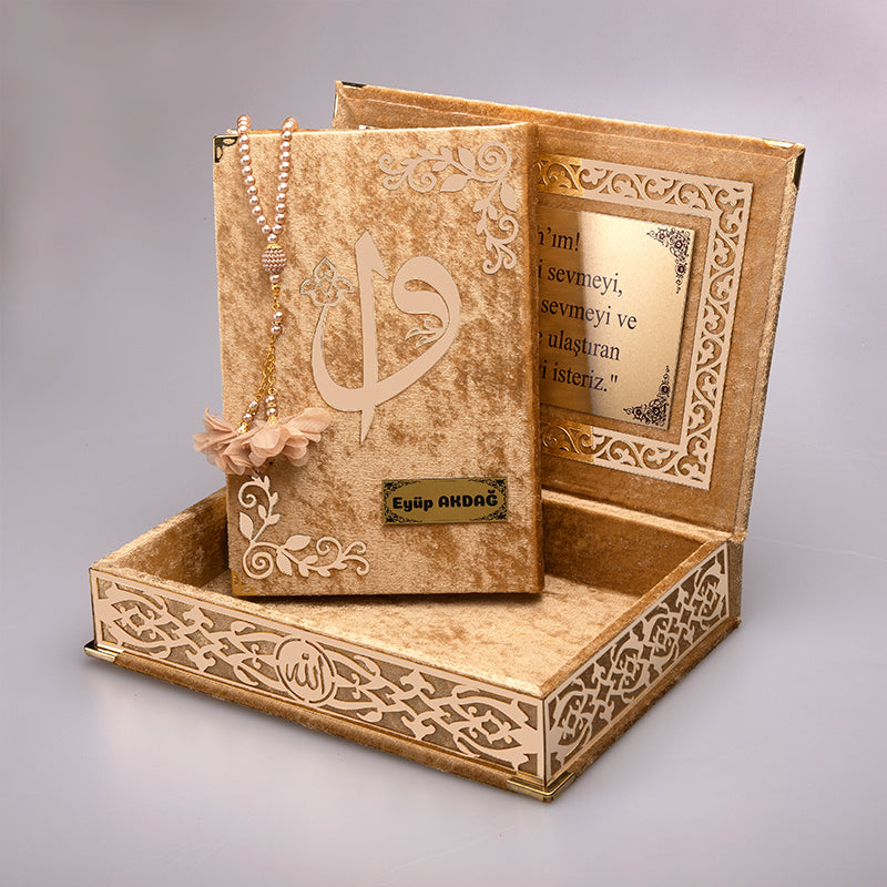 Kadife Kutulu Gold Gold Süsleme Kur'an-ı Kerim