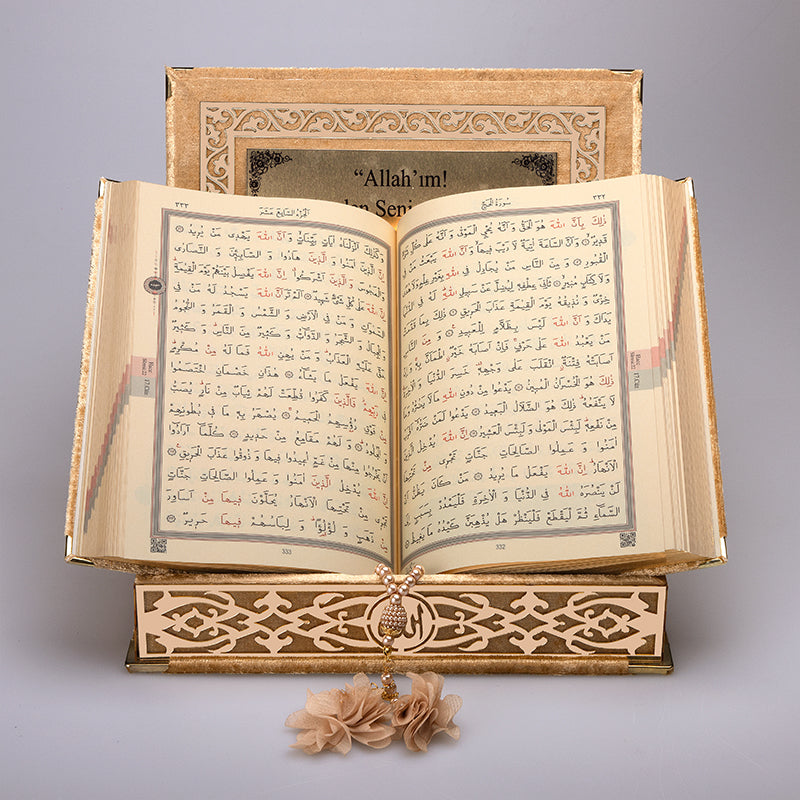 Kadife Kutulu Gold Gold Süsleme Kur'an-ı Kerim