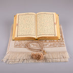 Asetat Kutulu Gold Kadife Kuran-ı Kerim Seti