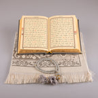 Asetat Kutulu Gri Kadife Kuran-ı Kerim Seti