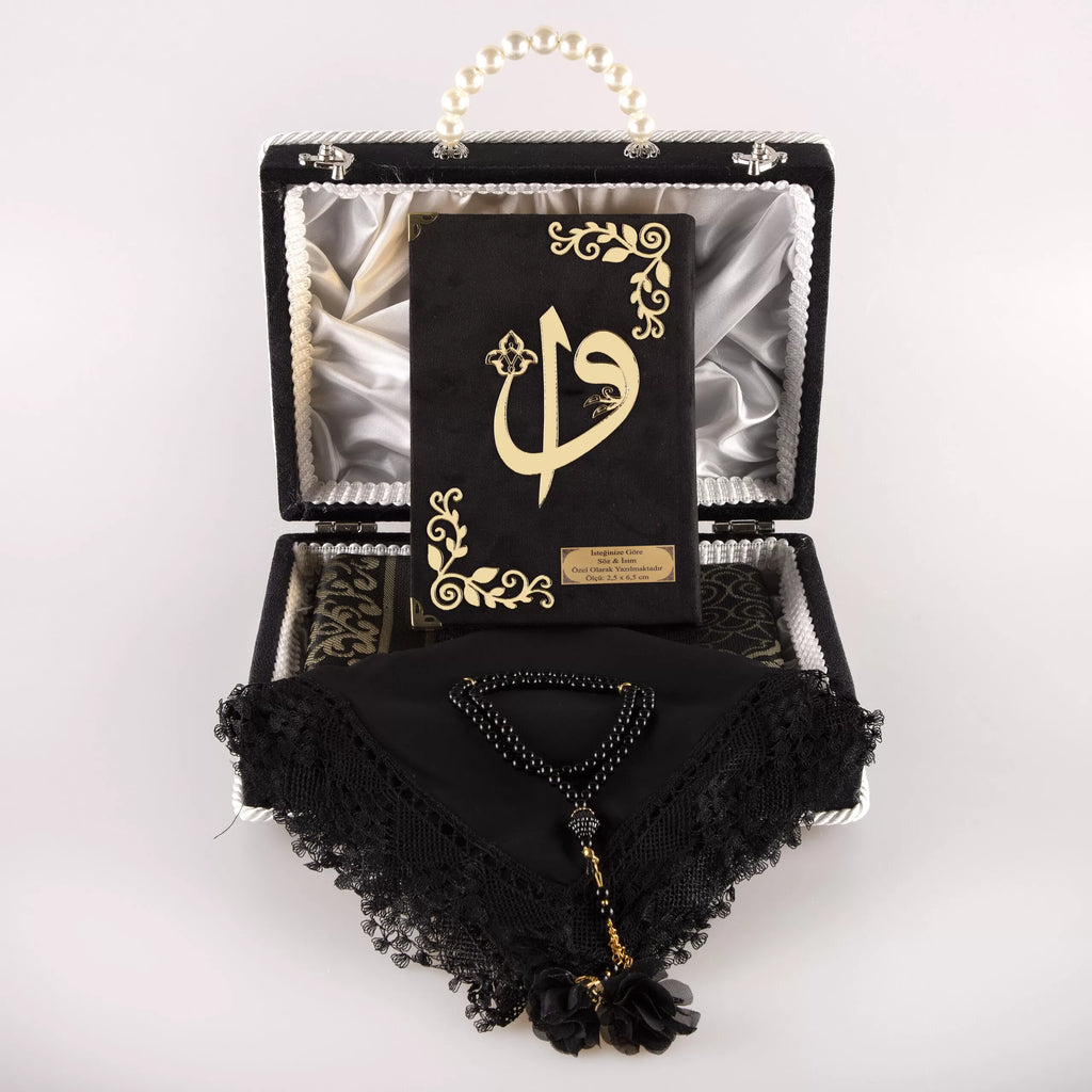 Çeyiz Seti (Kur’an + Seccade + Namaz Örtüsü + Tespih) Siyah