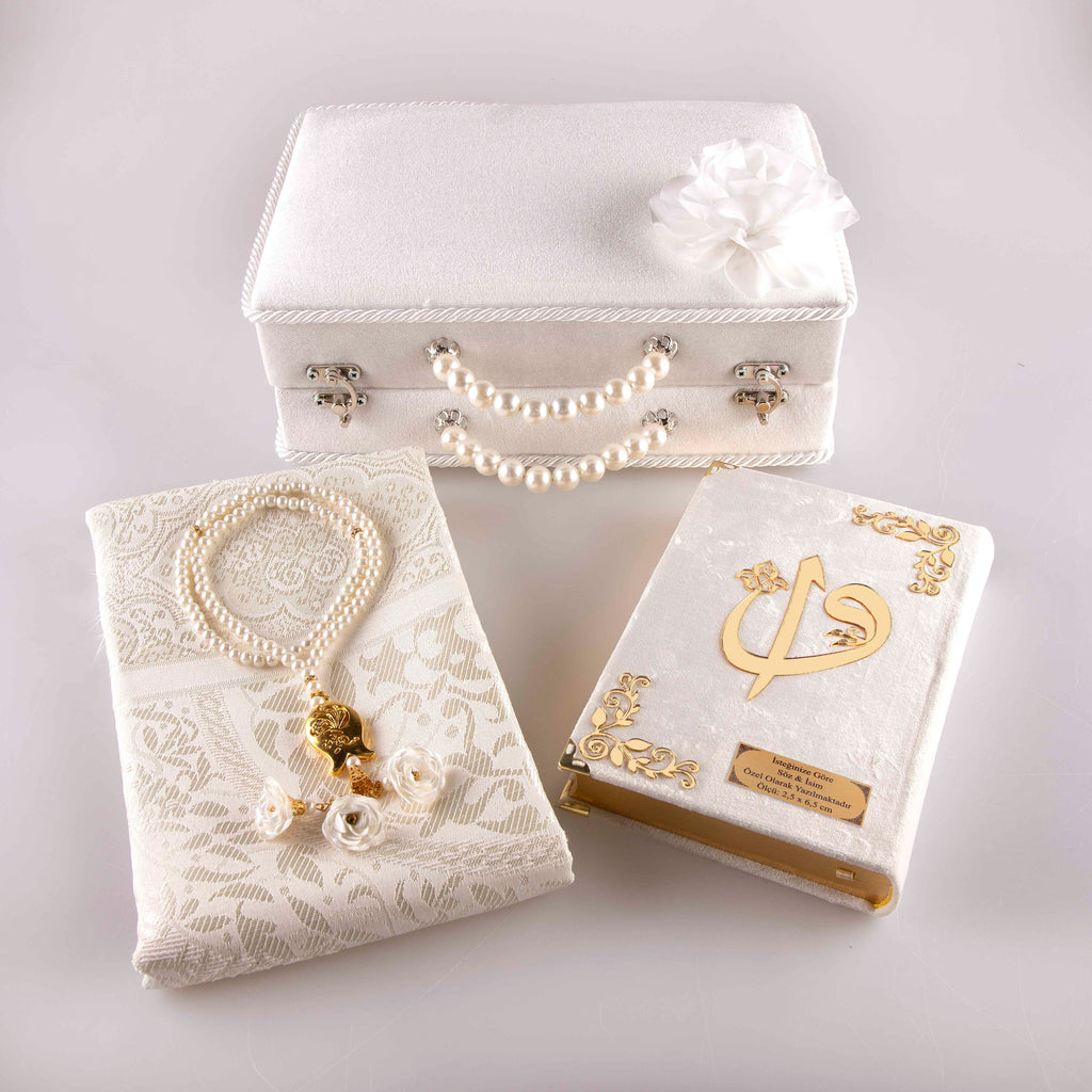 Çeyiz Seti (Kur’an + Seccade + Tespih) Beyaz