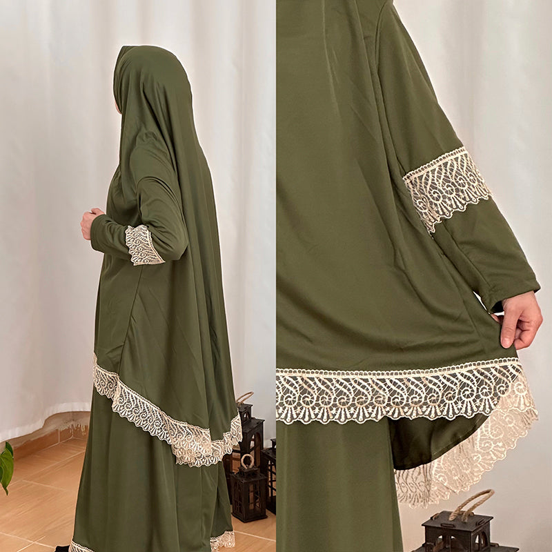 Yetişkin Haki Yeşil Namaz Elbisesi