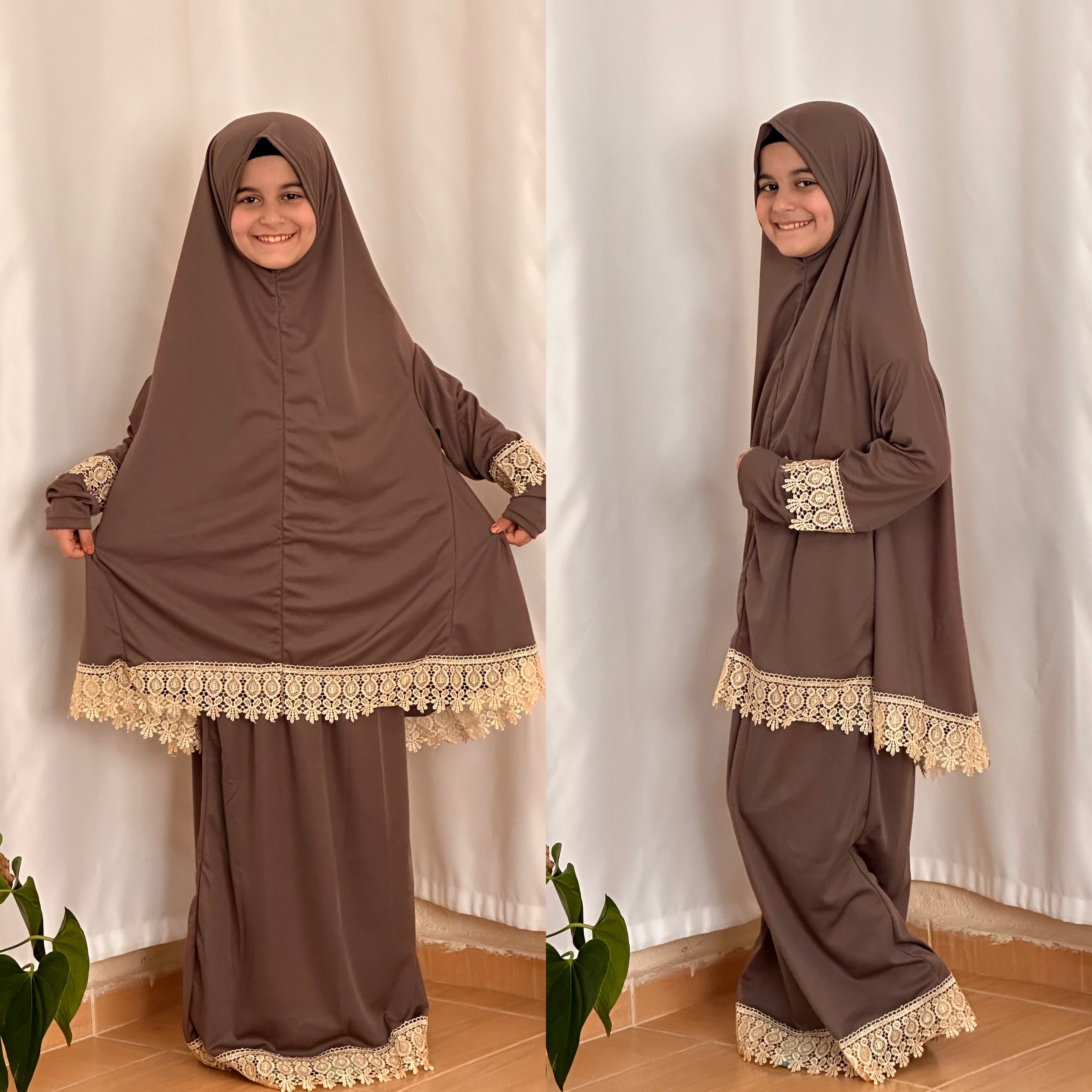 Kahverengi Çocuk Namaz Elbisesi