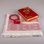 Asetat Kutulu Kırmızı Kadife Kuran-ı Kerim Seti