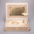 Kadife Kutulu Krem Gold Süsleme Kur'an-ı Kerim