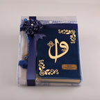 Asetat Kutulu Lacivert Kadife Kuran-ı Kerim Seti