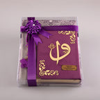 Asetat Kutulu Mor Kadife Kuran-ı Kerim Seti