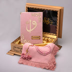 Ahşap Sandıklı Pudra Pembe Kur’an-ı Kerim Seti