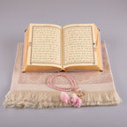 Asetat Kutulu Pudra Pembe Kadife Kuran-ı Kerim Seti