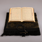 Asetat Kutulu Siyah Kadife Kuran-ı Kerim Seti