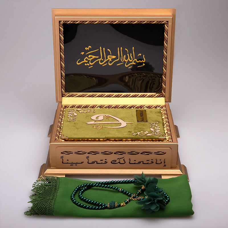 Ahşap Sandıklı Yeşil Kur’an-ı Kerim Seti