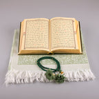 Asetat Kutulu Yeşil Kadife Kuran-ı Kerim Seti