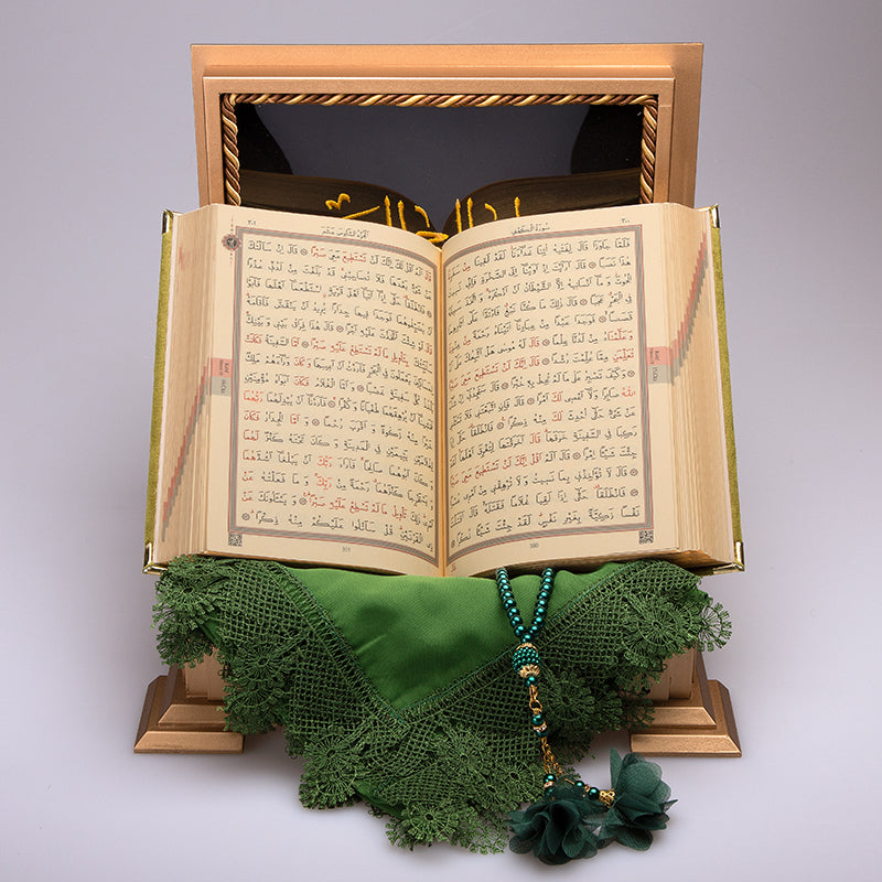 Ahşap Sandıklı Yeşil Kur’an-ı Kerim Seti